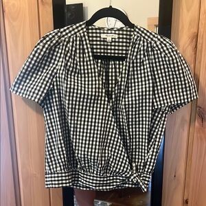 Madewell Plaid Black and White Women's Top